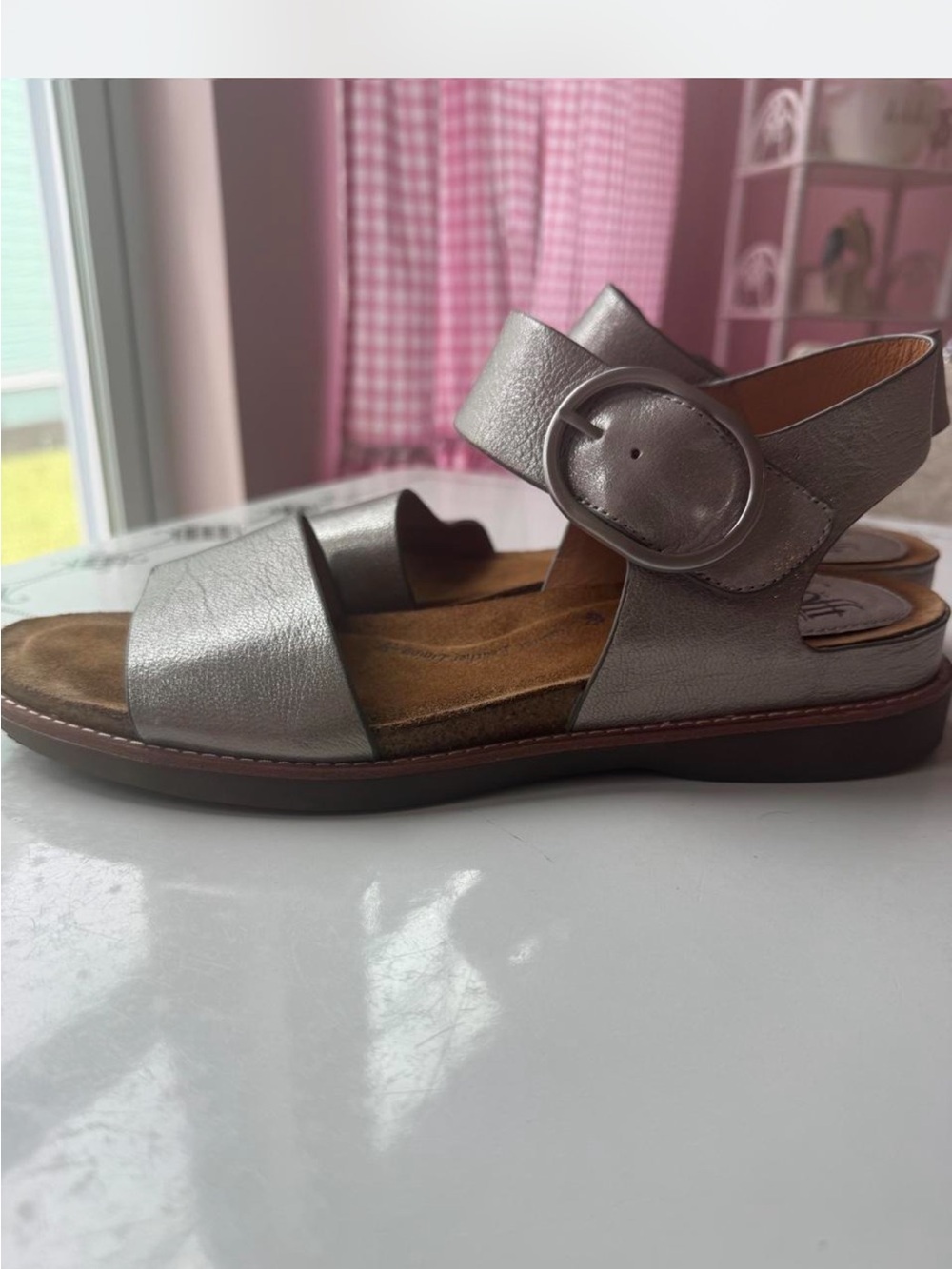Sofft Metallic Silver Slingback Sandals - Picture 4 of 8